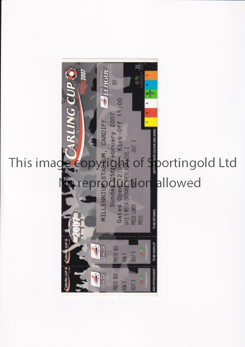 2007 LEAGUE CUP FINAL Unused Press ticket for Chelsea v Arsenal at Millenium Stadium Cardiff 25/2/ - Image 2 of 4