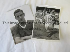 PRESS PHOTOS / DENNIS VIOLLET Two B/W 8" X 6" photos with stamps on the reverse, portrait in