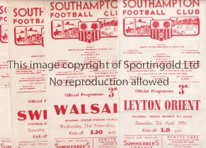 SOUTHAMPTON Four home programmes for the League matches including 1 X Friendly v Linz 31/1/1955,