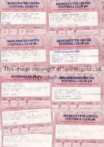 MANCHESTER UNITED Eleven home tickets including the UEFA Cup tie v Torpedo Moscow 16/9/1992,