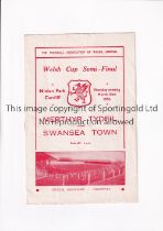 1950 WELSH CUP SEMI-FINAL AT CARDIFF CITY FC / MERTHYR TYDFIL V SWANSEA TOWN 1950 Programme for
