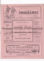 CHARLTON ATHLETIC V NEWPORT COUNTY 1923 Programme for the League match at Charlton 14/4/1923,