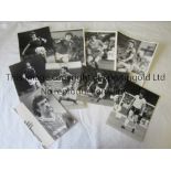 PRESS PHOTOS / JOHN WARK Nine B/W photos with stamps on the reverse, the largest is 10" X 8", in