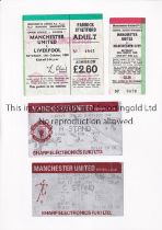 MANCHESTER UNITED Four home tickets for League matches v Liverpool 19/10/1985, West Bromwich