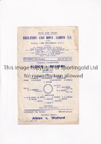 BRIGHTON AND HOVE ALBION V READING 1948 Single sheet programme for the Football combination match at