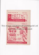 NOTTINGHAM FOREST V LEICESTER CITY 1948 Programme the League match at Forest 28/2/48, slightly