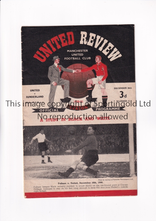 MANCHESTER UNITED Programme for the home League match v Sunderland 26/12/1950, slight horizontal - Image 3 of 4