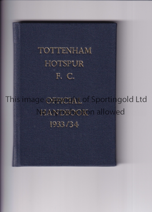 TOTTENHAM HOTSPUR Official handbook, hardback bound with blue covers and gold lettering without