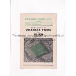 SWANSEA TOWN V ESSEN 1957 Programme for the Friendly match at Swansea 26/1/1957, vertical crease.