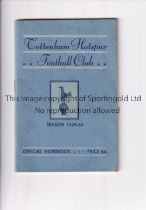 TOTTENHAM HOTSPUR Official Handbook for the season 1949/1950, Division 2 Championship season.