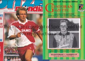 GLENTORAN V MARSEILLE 1992 Programme for the European Cup tie at Glentoran 16/9/1992 and French