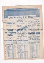 READING V CRYSTAL PALACE 1931 FA CUP Fold out programme for the Replay at Reading 14/1/31, minor