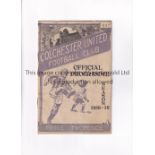 COLCHESTER UNITED V WORCESTER CITY 1939 Programme for the Southern League match at Colchester 8/4/