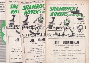 SHAMROCK ROVERS Seven home programmes v Cork Athletic 17/10/54, Drumcondra 23/1/55, Shelborne 27/3/