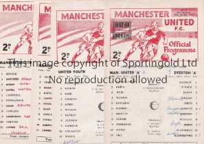 MANCHESTER UNITED Nine home single sheet programmes for the season 1967/8, 7 X Central league,