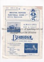 BRISTOL ROVERS V NEWPORT COUNTY 1935 Programme for the league match at Bristol 16/3/1935, horizontal