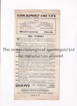 STOCKPORT COUNTY V WINSFORD UNITED 1955 Programme for the Cheshire League match at Stockport 12/11/