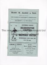 HEADINGTON UNITED V HASTINGS UNITED 1957 Programme for the Southern League match at Headington 23/