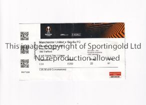 MANCHESTER UNITED Ticket for the home Europa League match v FC Sevilla 13/4/2023, vertical crease,