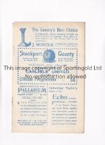 STOCKPORT COUNTY V CARLISLE UNITED 1928 Programme for the League match at Stockport 13/10/1928,