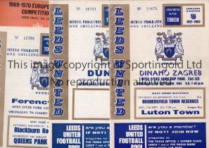 LEEDS UNITED Five home programmes for European Semi-Finals and Finals: Dinamo Zagreb 6/9/1967