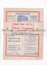 ALDERSHOT V BOURNEMOUTH 1950 FA CUP Programme for the tie at Aldershot 9/12/1950, slightly folded in