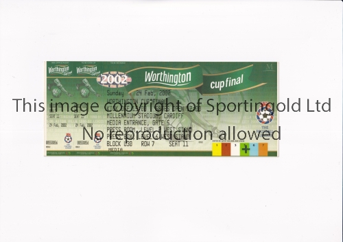 2002 LEAGUE CUP FINAL Unused Press ticket for Tottenham Hotspur v Blackburn Rovers at Millenium - Image 4 of 4