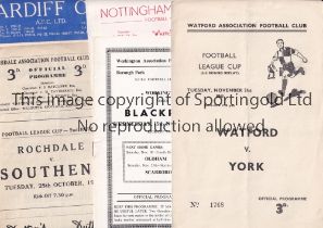 FOOTBALL LEAGUE CUP Seven programmes: Middlesborough v Cardiff 3/9/60, Cardiff v Burnley 24/10/60,