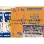 LEEDS UNITED Eleven programmes: home v Swansea 1955/56, Arsenal 1957/58 February postponed, 3 X