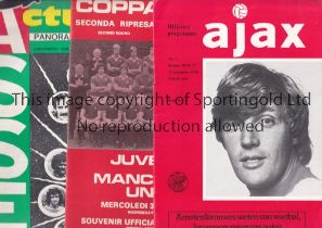 MANCHESTER UNITED Twenty away programmes for the European matches v Ajax 15/9/1976, Juventus 3/11/