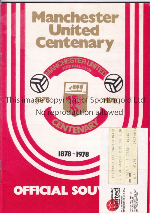 MANCHESTER UNITED Official Souvenir home programme and ticket for the Centenary Celebration match - Image 3 of 4