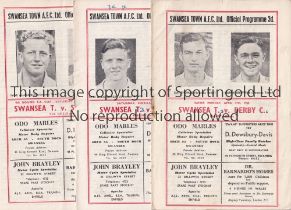 SWANSEA TOWN Four home programmes, including two for the League matches v Notts County 5/2/1955,