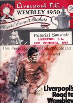 LIVERPOOL Six Souvenir brochures including Wembley 1950, The four great Seasons 1961/62, 1963/64,