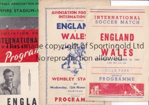 ENGLAND V WALES Four pirate programmes for England home matches 10/11/1948 at Villa Park, vertical