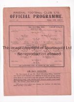 ARSENAL Single sheet programme for the home Friendly v R.A.F. 23/5/1942, folded in four. Generally