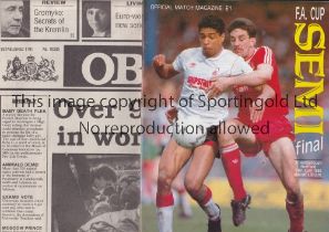 1989 FA CUP SEMI-FINAL / HILLSBOROUGH Programme and Observer newspaper for the FA Cup Semi-Final