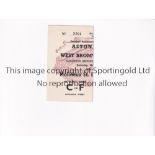 1957 FA CUP SEMI-FINAL / ASTON VILLA V WBA Ticket for the tie at Molyneux 23/3/1957. Good