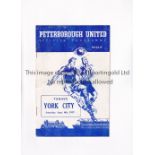 PETERBOROUGH UNITED V YORK CITY 1952 Programme for the League match at Peterborough 6/9/1952,