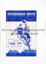 PETERBOROUGH UNITED V YORK CITY 1952 Programme for the League match at Peterborough 6/9/1952,