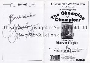 BOXING / MARVELOUS MARVIN HAGLER / AUTOGRAPH 2005 Programme for the A Evening with The Champion of