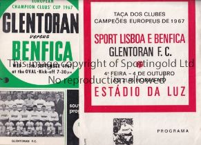 GLENTORAN V BENFICA 1967 Programme for both Legs of the European Cup tie, 13/9/1967 at Glentoran and