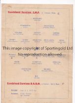 COMBINED SERVICES C.M.F. V COMBINED SERVICES B.A.O.R. 1945 Programme for the match in Milan, Italy