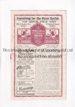 WALSALL V SWINDON TOWN 1939 Programme for the League match at Walsall 24/4/39. Rusty staple,