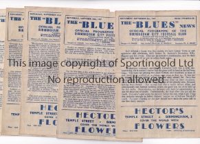 BIRMINGHAM CITY Five home programmes for the League matches v Luton Town 6/9/1947, Bury 25/10/