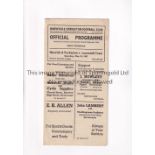 HARWICH & PARKESTON V LOWESTOFT TOWN 1947 Gatefold programme for the Eastern Counties League match