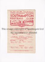 SOUTHAMPTON V BOURNEMOUTH AND BOSCOMBE 1950 Programme for the Football Combination match at