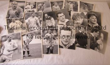 PRESS PHOTOS / ENGLAND RUGBY UNION One hundred B/W photos with Press stamps on the reverse, the