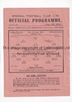 1942 FL SOUTH WAR CUP SEMI-FINAL REPLAY AT TOTTENHAM HOTSPUR F.C. Single sheet programme for Arsenal