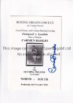 BOXING / CARMEN BASILIO / AUTOGRAPH 2004 Programme for the Grand Diner and Amateur Boxing evening
