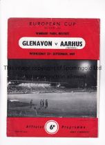 GLENAVON V AARHUS 1957 Programme for the European Cup tie at Glenavon 25/9/1957, slight horizontal